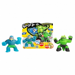 Игровой набор с 2 тянущимися фигурками из серии Гуджитсу – Траш и Рок Джо, 12 см., светятся в темноте (GooJitZu, 37336)